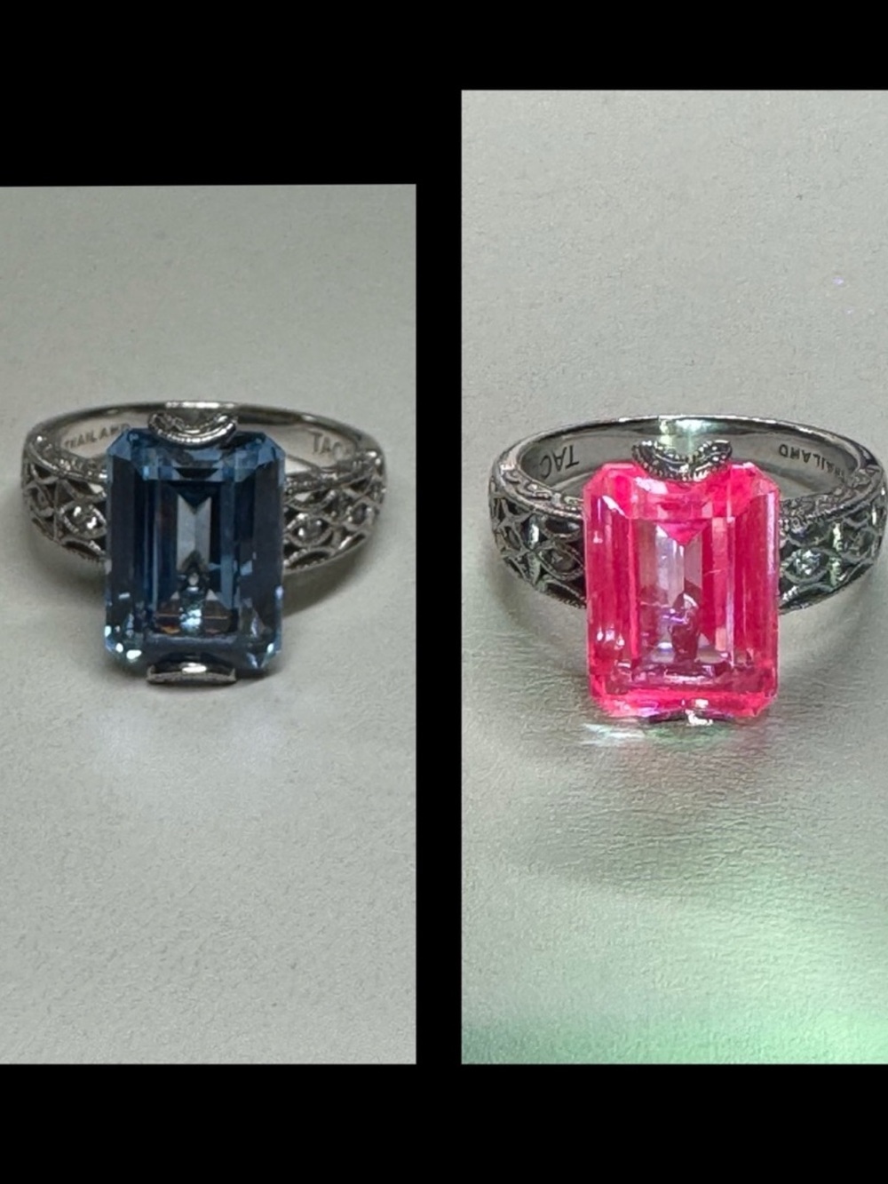 925 Tacori Emerald Cut Blue Spinel Ring